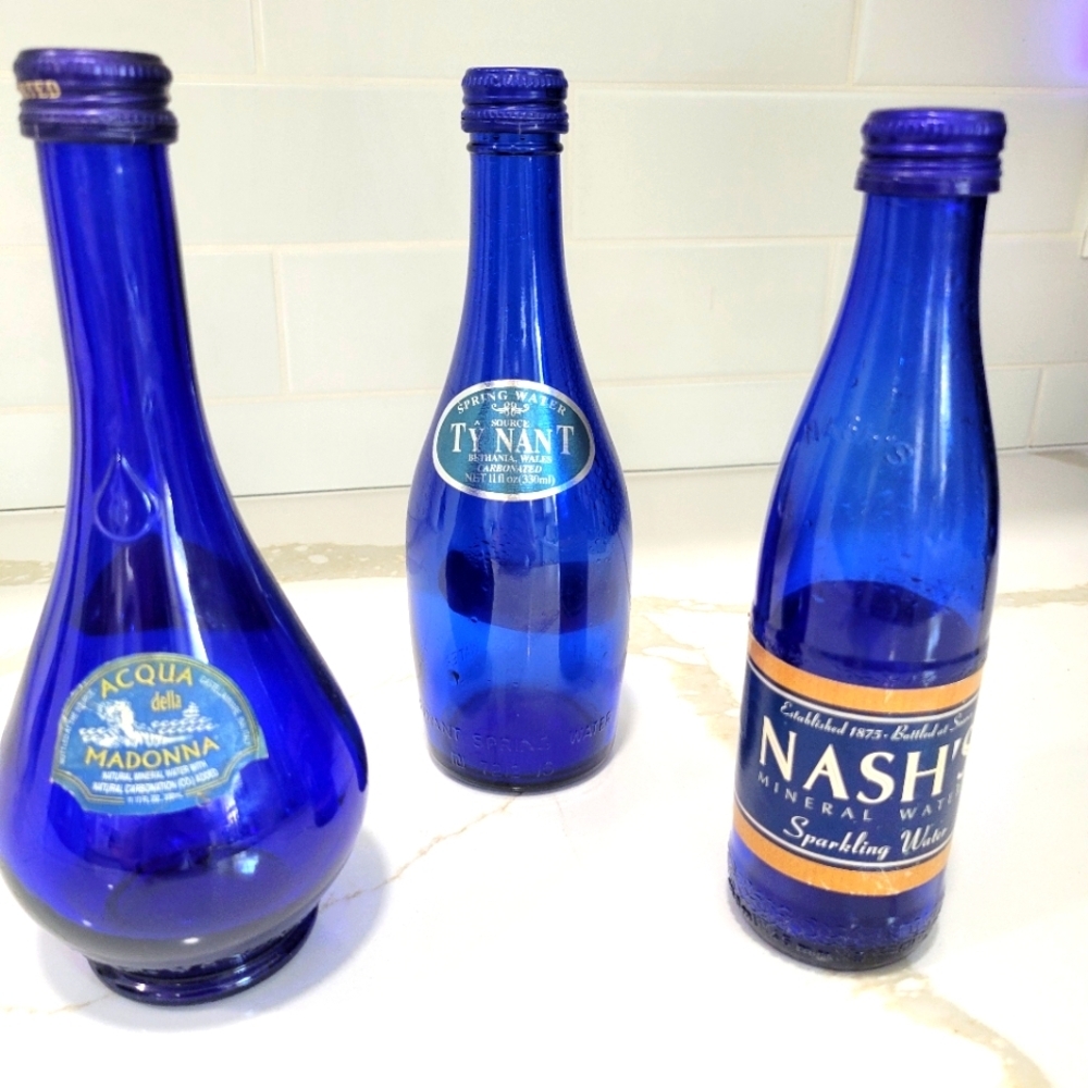 International Decorative Cobalt Blue Glass Bottle Set